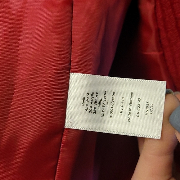 Talbots sz 8 petite wool blend magenta pink striped texture coat - Picture 7 of 8